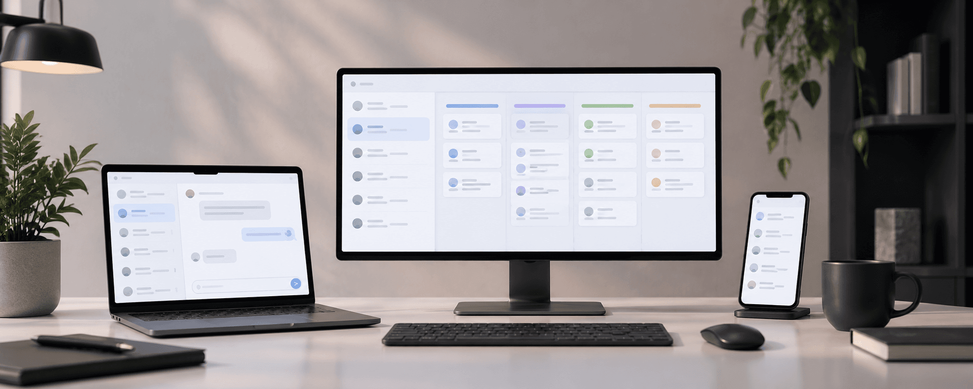 Ilustração conceitual do produto Delta Plataforma de Gestão